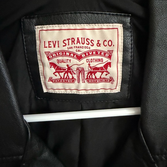 Levi's Women's Faux Black Leather Moto Jacket, Size Small - Picture 7 of 9